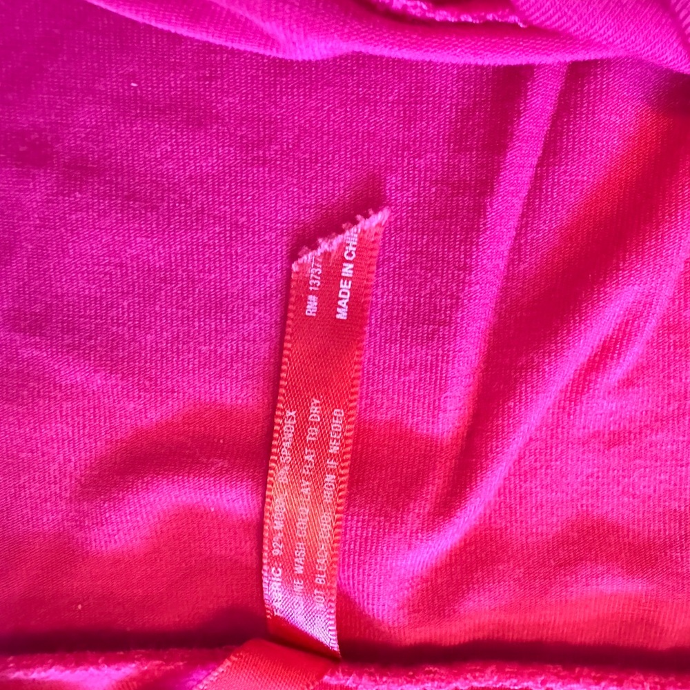 Ruby Ribbon Red/Pink Ruched Square-Neck 3/4 Sleeve Top Size L - Picture 13 of 16